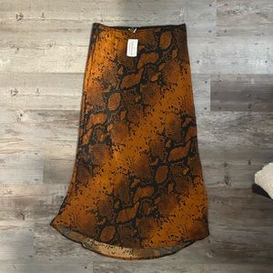 Windsor Rust, Snake Print, Satin, Midi Skirt